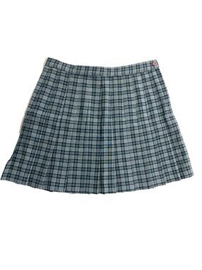 SCHOOL GIRL Plaid Pleated Preppy Mini Skirt Blue L Academia Y2K Coquette Grunge